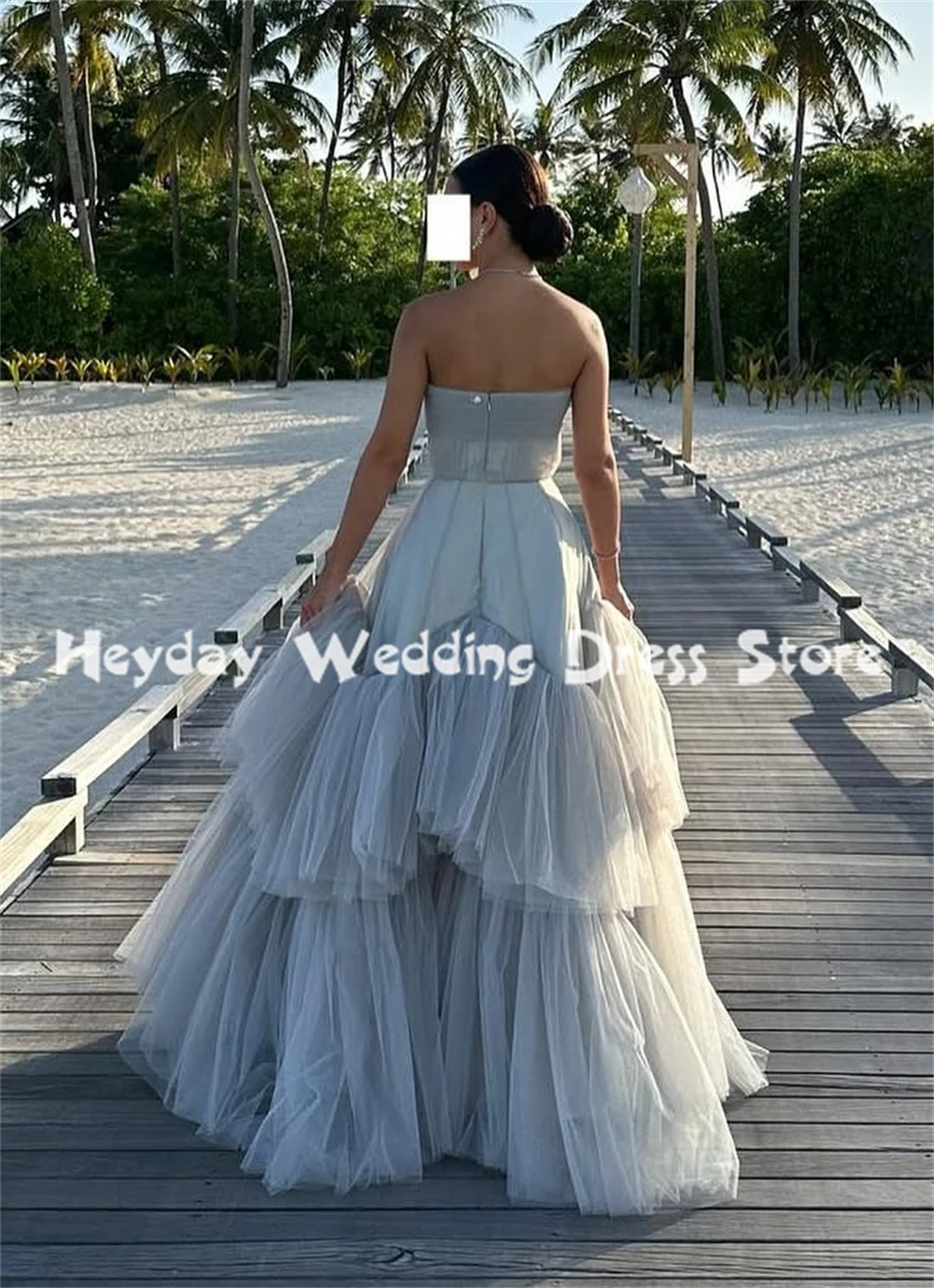 Heyday femmes plis chérie perlée une ligne robes de soirée à plusieurs niveaux avec sans manches longueur au sol robes élégantes formelles 2025