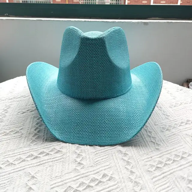 Kowbojski kapelusz letni jezioro niebieski kowbojski kapelusz unisex retro elegancki słomkowy kapelusz jazzowy kowbojski kapelusz panama kapelusz podróżny kapelusz plażowy hurtowo