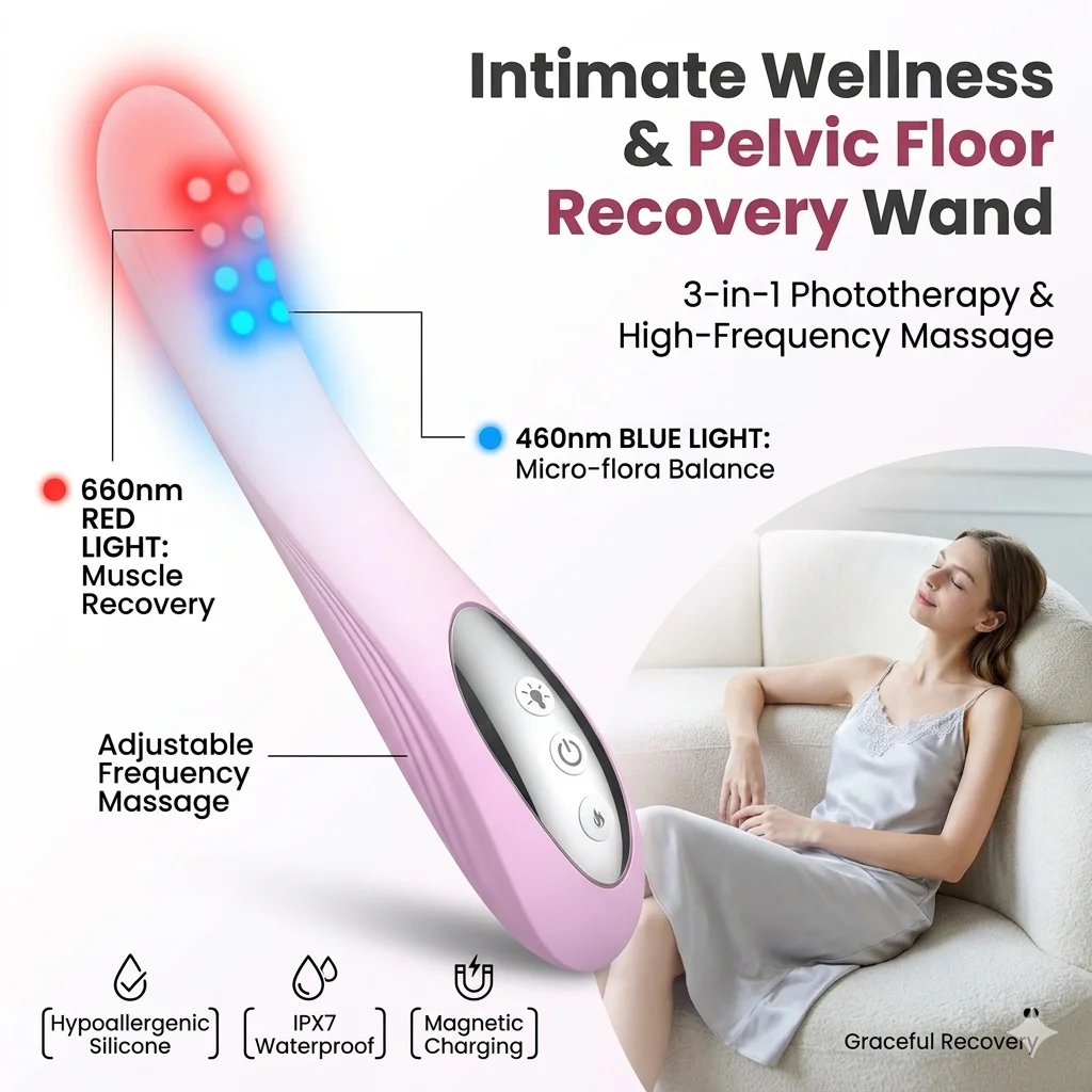 Pelvic Floor Muscle Trainer Red Light Therapy Vaginal Tightening Massage Wand Postpartum Recovery Female Hygiene Care Device