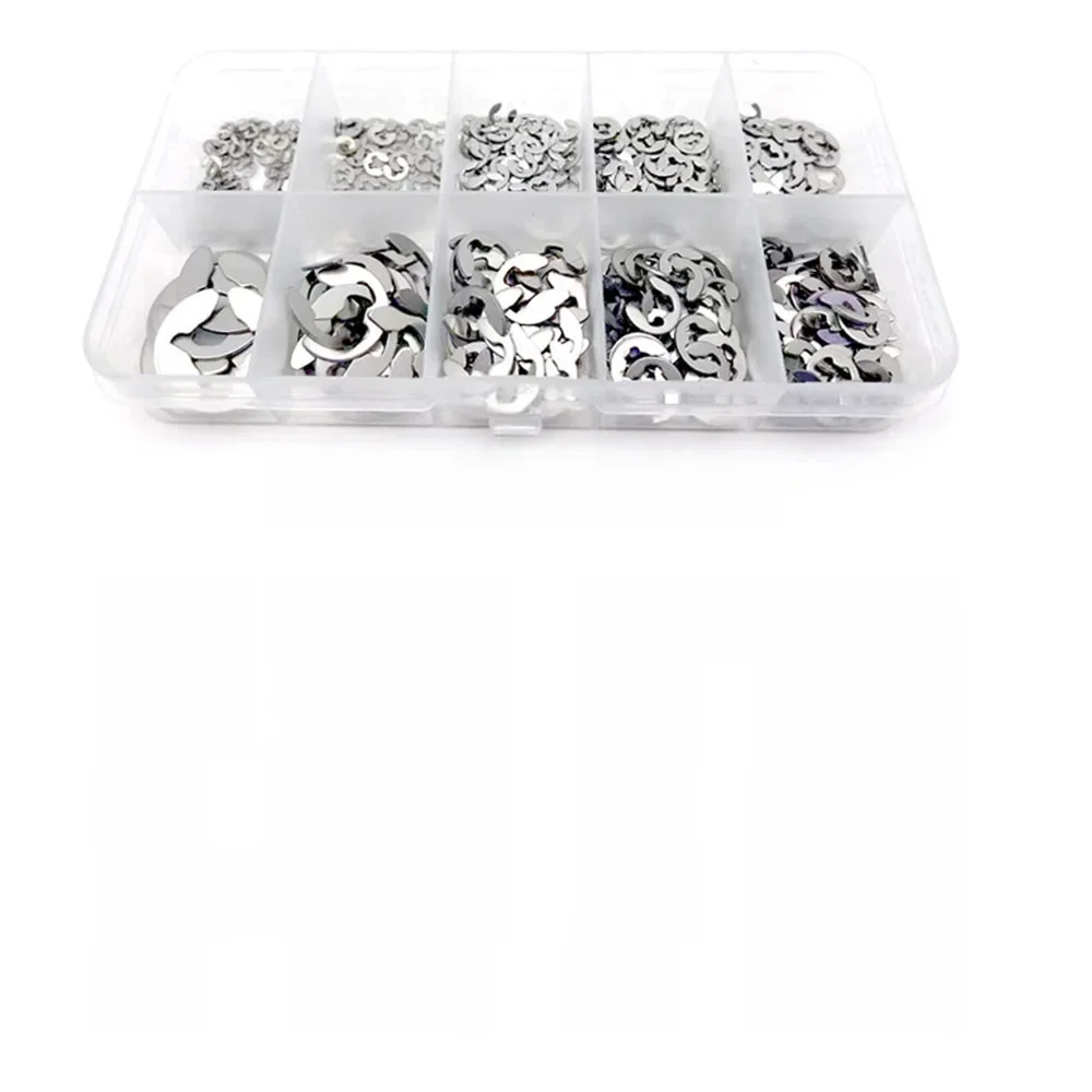 675 teile/satz M1,2 ~ M8 Sortiment Box Kit Schwarz 65Mn 304 Edelstahl Welle Externe Sicherungsring E Clip snap Sicherungsring Unterlegscheibe