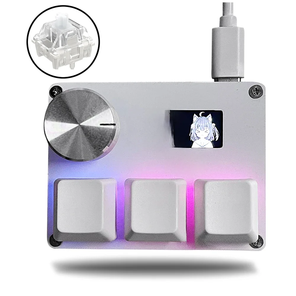 Gateron KS-20 Białe przełączniki SayoDevice OSU O3C Szybki spust Przełączniki magnetyczne Klawiatura z pokrętłem Ekran Kopiuj Wklej Shotcut — zdjęcie 2