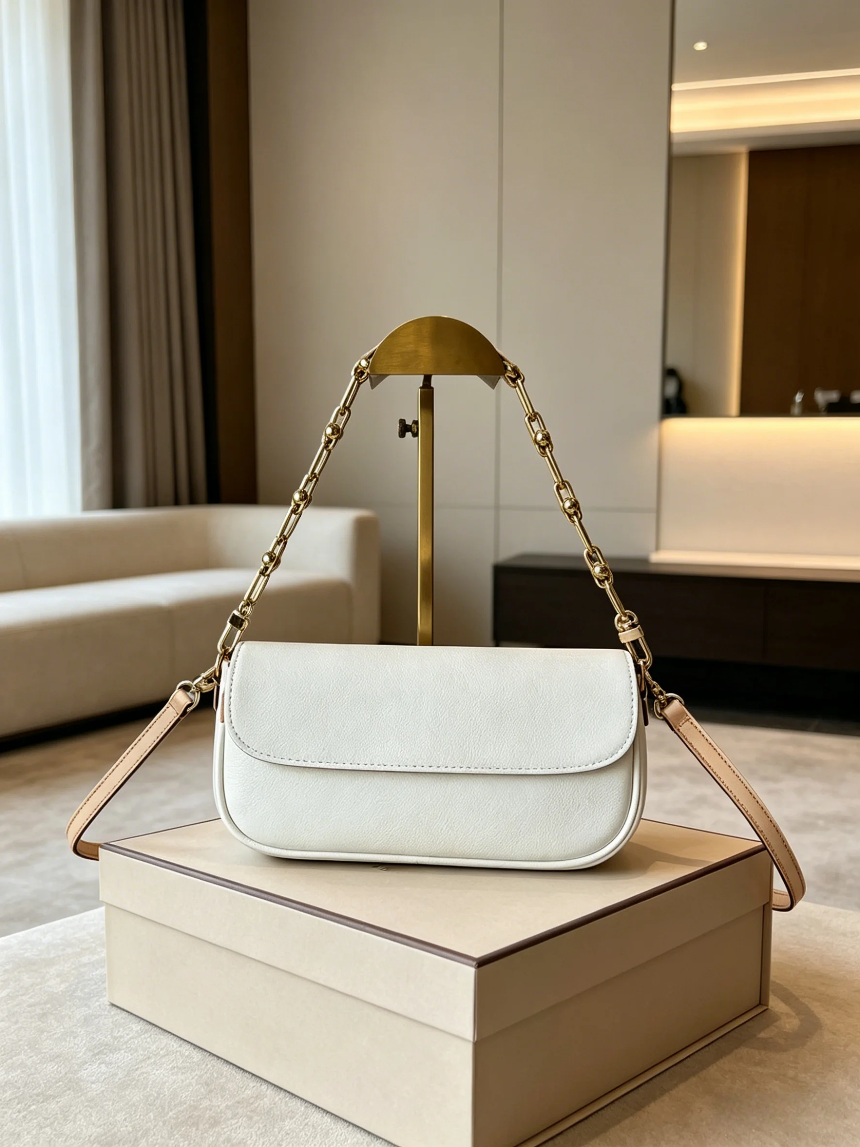 

2026 New Women's Minimalist Shoulder Bag Detachable Chain Strap Versatile Style Women's Bag 16X10cm ZX2616