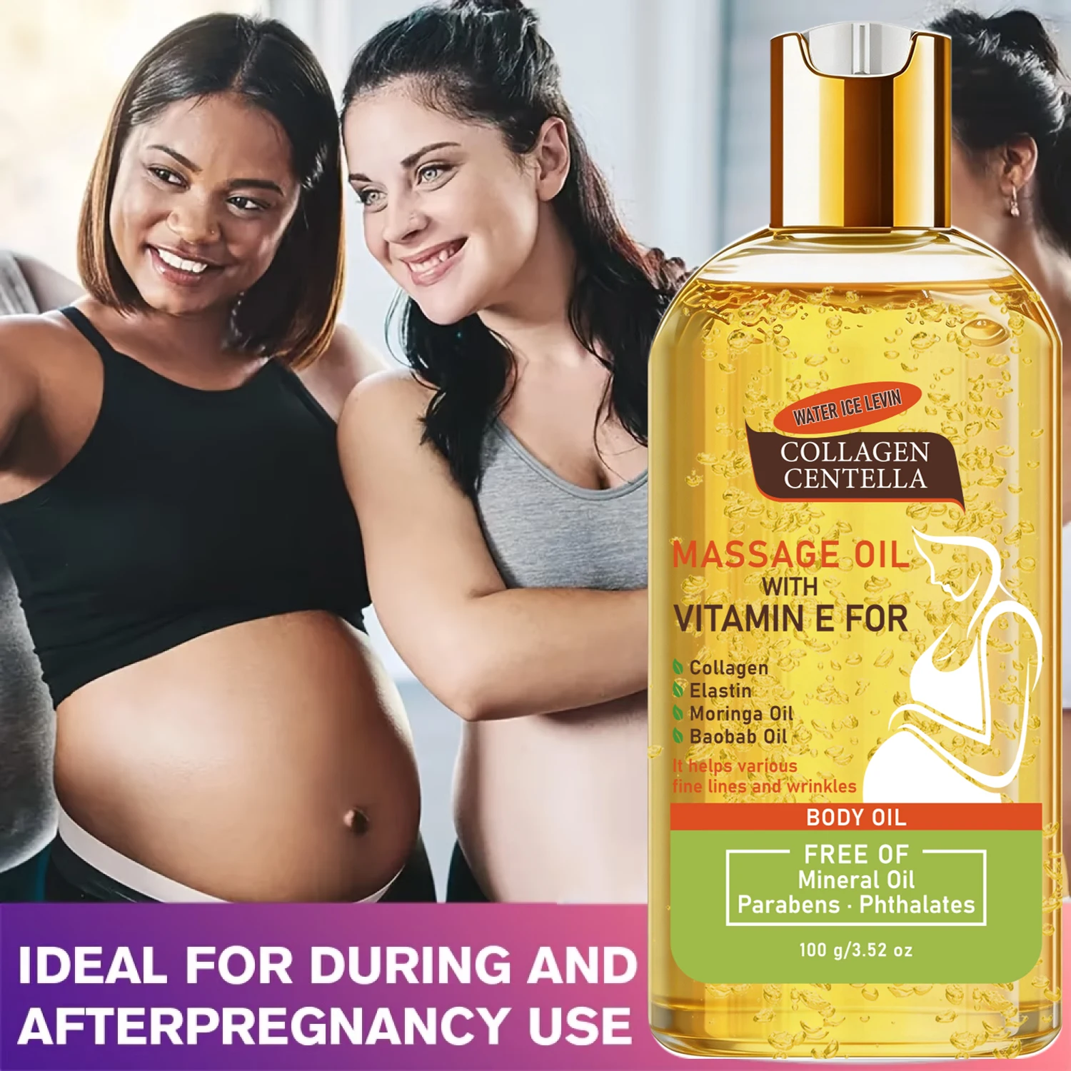 Collagen Centella Massage Body Oil Vitamin E, Mineral Oil Free Moisturizing Firming Pregnancy Skin Care - view 5