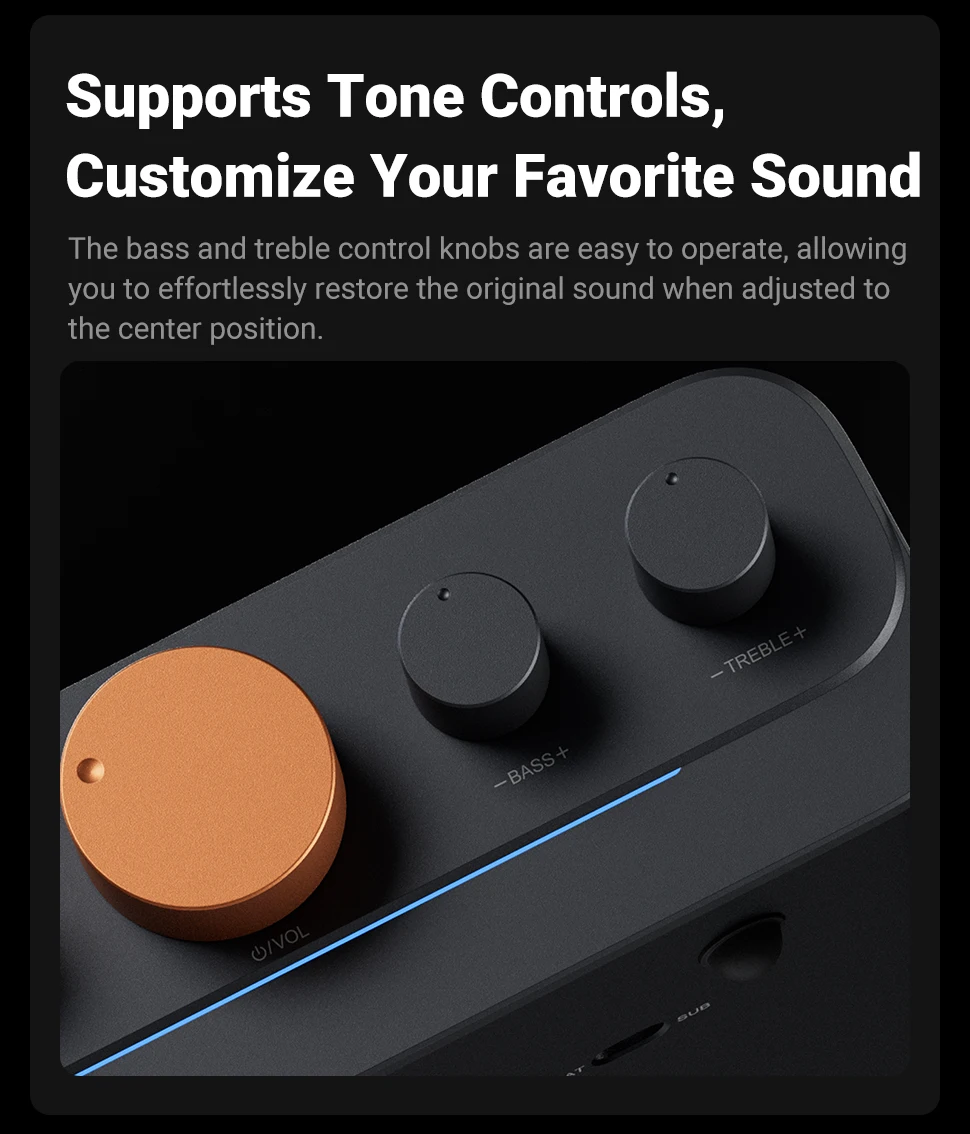 Fosi Audio HT4S Bluetooth 4.1 Heim-Sound-Verstärker, Mini-Desktop-Verstärker mit TPA3116 und Bass-Höhen-Steuerung für Lautsprecher-Subwoofer – Detail 8