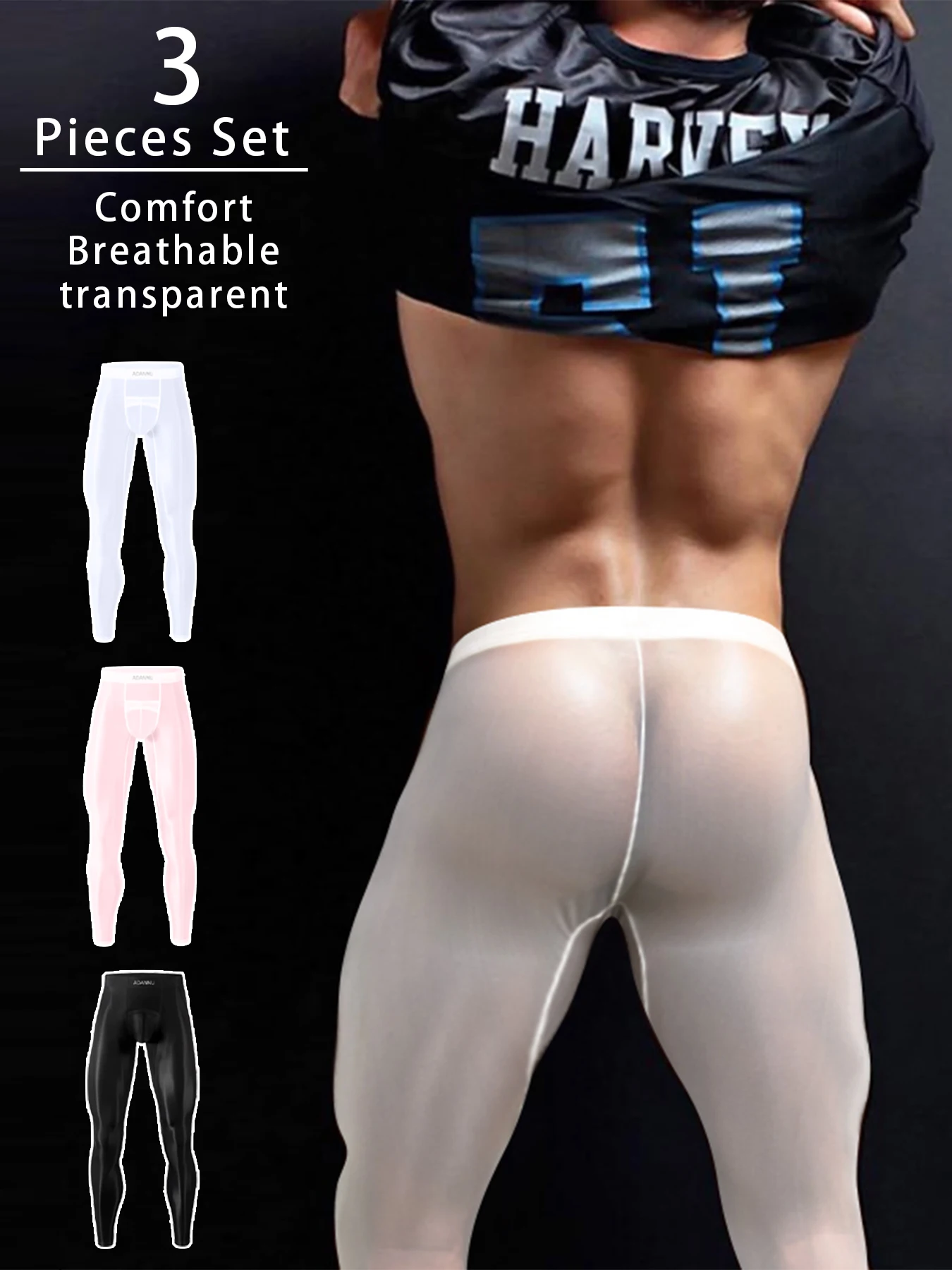 

3 шт. мужские брюки с глазурованной пряжей и базовым слоем | Ультратонкий и теплый, высокоэластичный и дышащий, быстросохнущий для занятий спортом