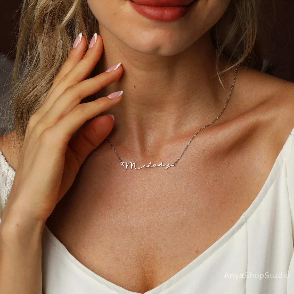 Collar minimalista personalizado con nombre, collar de oro y plata, joyería con nombre, regalo de cumpleaños para mamá