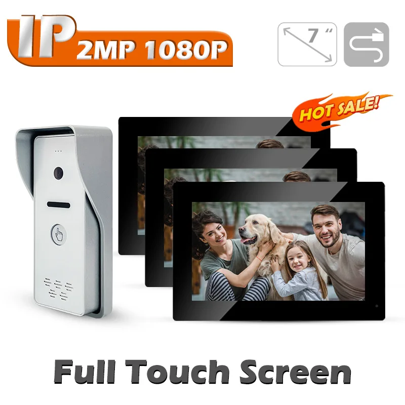 

Hot Sales IP HD 2MP 1080P IP65 Waterproof Doorbell 7 Inch Full Touch Screen Door Phone Video Intercom