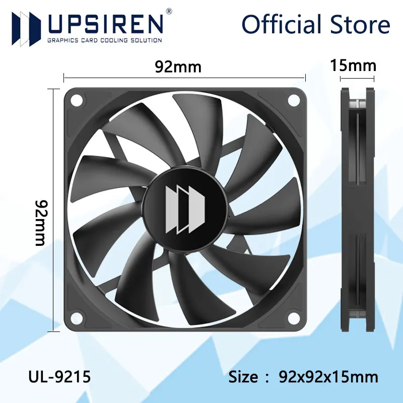 UPSIREN UL-9215 92X92X15mm Computer case cooling fan,Hydraulic bearing/9 blades/high speed/large air volume performance fan