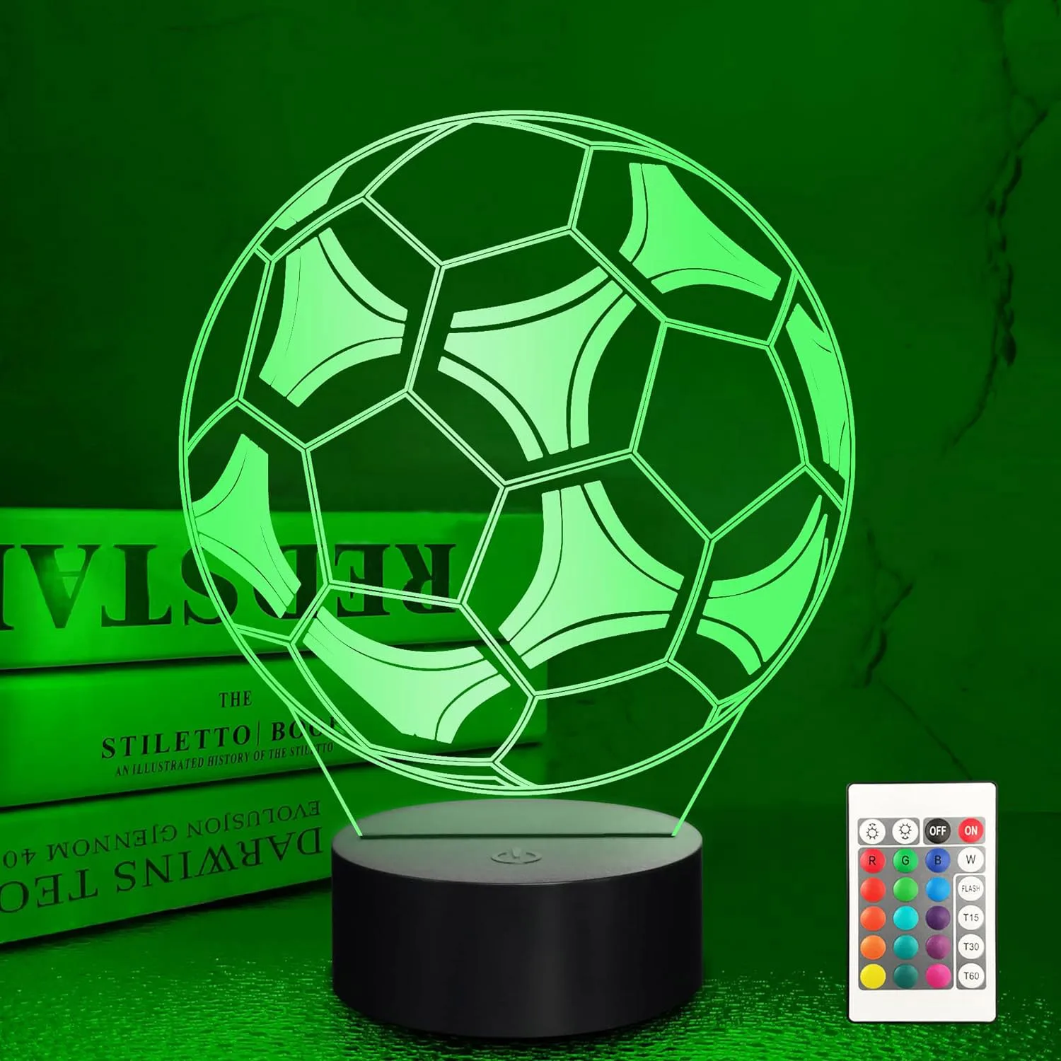 Football 3D Illusion Lamp 16 Colors Changing Sport Game Basketball Night Light for Men Teenagers and Kids Birthday Gift