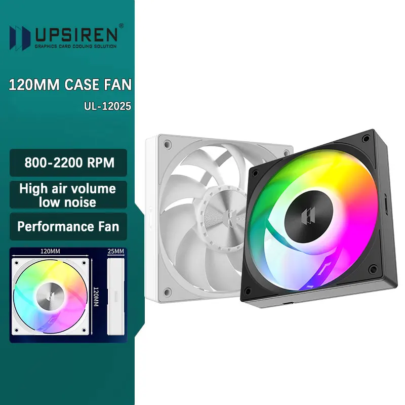 

UPSIREN UL-12025 12CM 12V 4PIN PWM/5V 3PIN ARGB вентиляторы охлаждения корпуса 25 мм толщина 800-2200RPM производительность вентилятор черный/белый