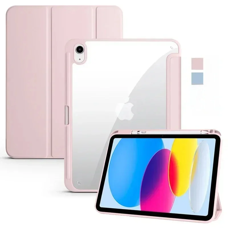 Etui na iPada 10. generacji z uchwytem na pióro Trifold Acrylic Clear Back Hard Cover Etui na iPada 10.2 9.7 Air 5 11 iPad 10 9 11th A16 Case — zdjęcie 2