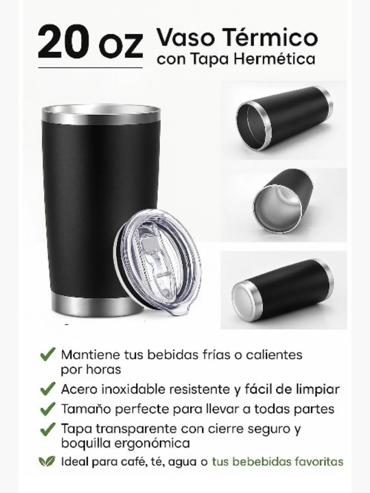 كوب حراري من الفولاذ المقاوم للصدأ، Kta-80، بهلوان بغطاء، ترمس محمول، ترمس للقهوة، المشروبات، الشمبانيا، الكوكتيلات، ترمس أسود معزول.