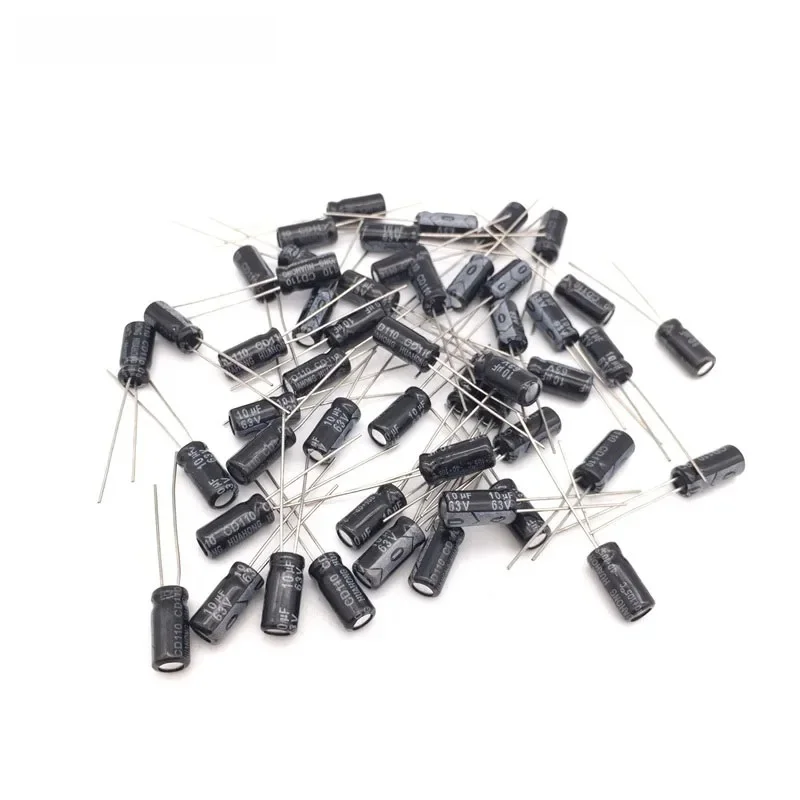 50 sztuk/partia 10UF 63V 10mf 105C 5X11mm aluminiowy kondensator elektrolityczny 63V10UF promieniowy przewód 50 sztuk — zdjęcie 2