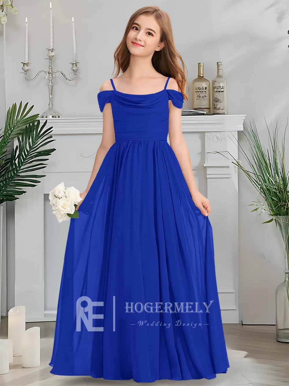 A Child A Line Cold Shoulder Junior Bridesmaid Dress Flower Girl Dress Chiffon With Beaded Wedding Kids Girls Party Dresses 01