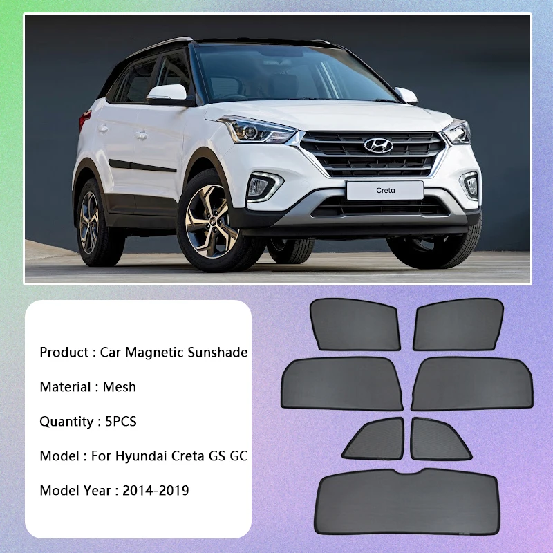 For Hyundai Creta GS GC MK1 2014~2019 Magnetic Coverage Sunshades Window Visor Sun Curtain Shades Cover Pad Net Mesh Accessories