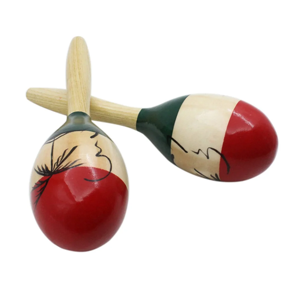 Maracas 1Pair Wooden Large Maracas Rumba Shakers Rattles Sand Hammer Percussion Instrument Musical Toy for Children Party Games