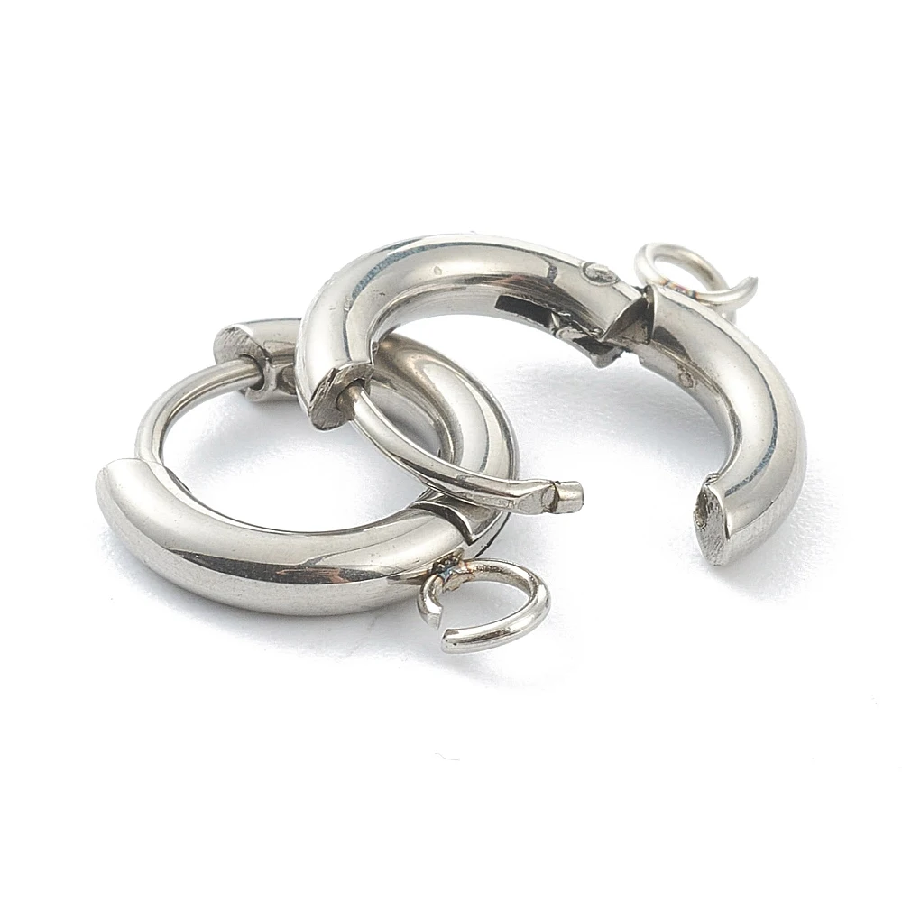 10pcs 201 Stainless Steel Huggie Earring Hooks Round Ear Post with Loop for Hoop Earrings DIY Jewelry Making Accessories