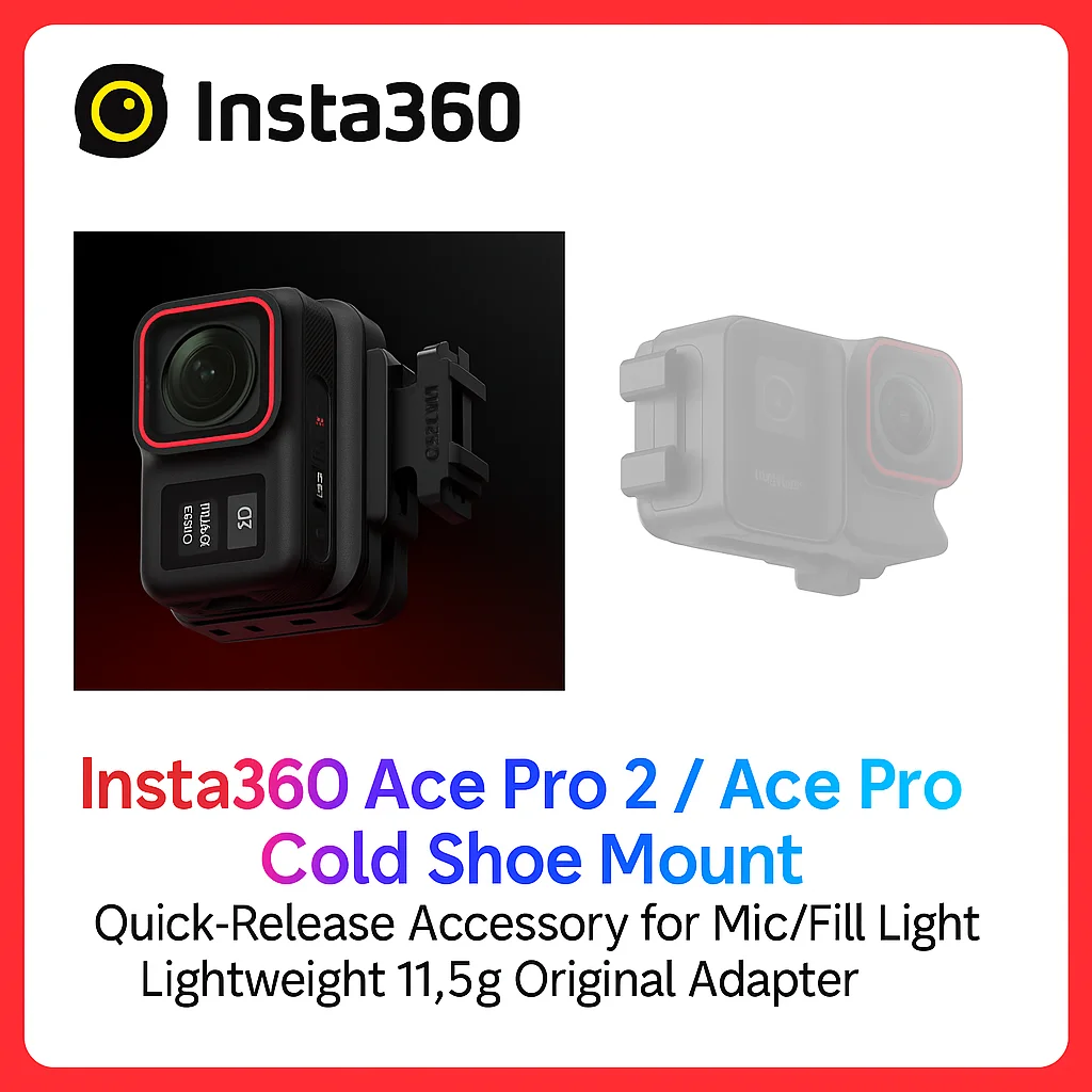

Крепление для холодного башмака Insta360 Ace Pro 2/ Ace Pro | Быстросъемный аксессуар для микрофона/заполняющего света | Легкий оригинальный адаптер 11,5 г.