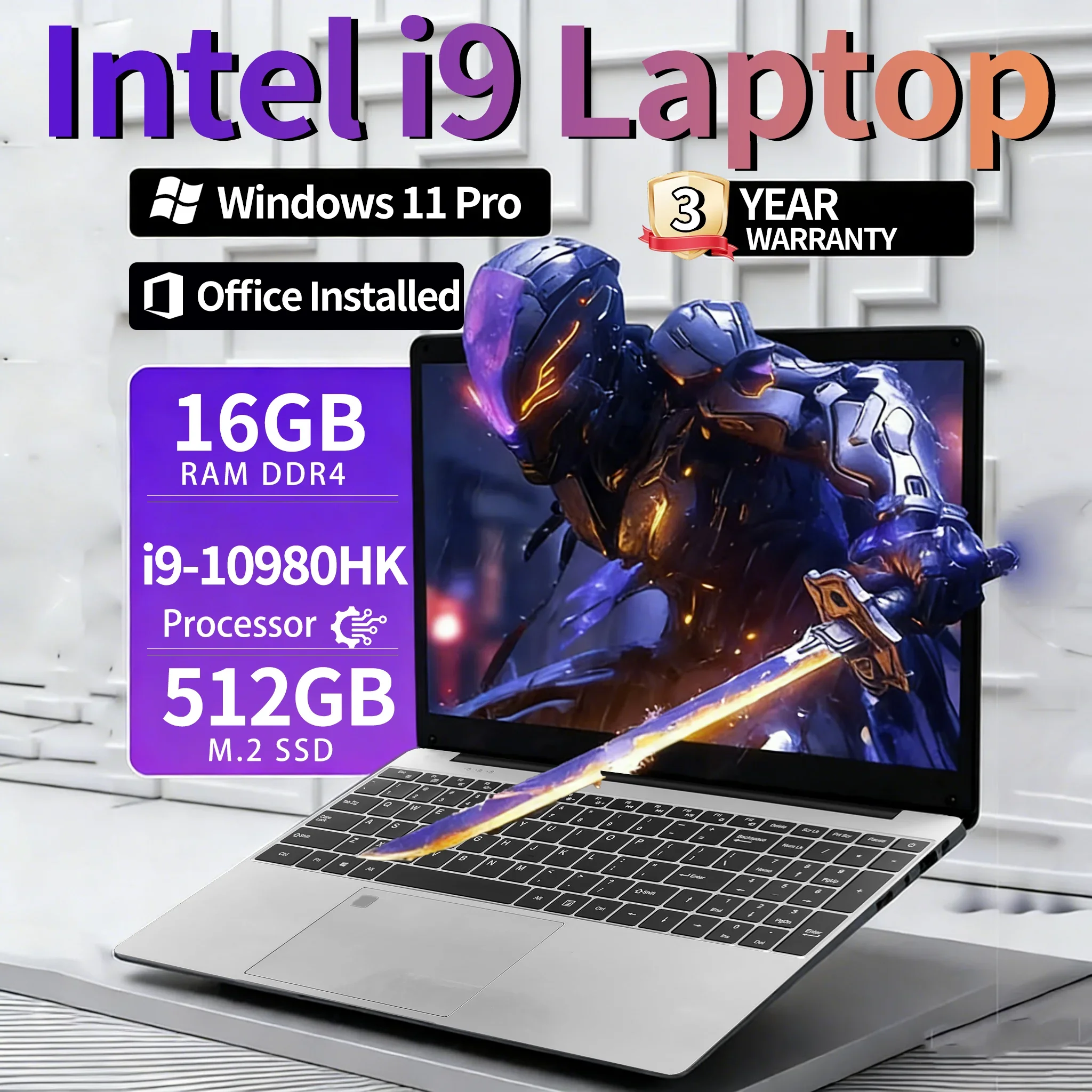 15.6 Ultra Slim Laptop Windows 11 ProI ntel Core i9-10980hk Laptop 16GB RAM 1TB 2TB SSD Mobile Office WiFi Bluetooth Gaming Laptop