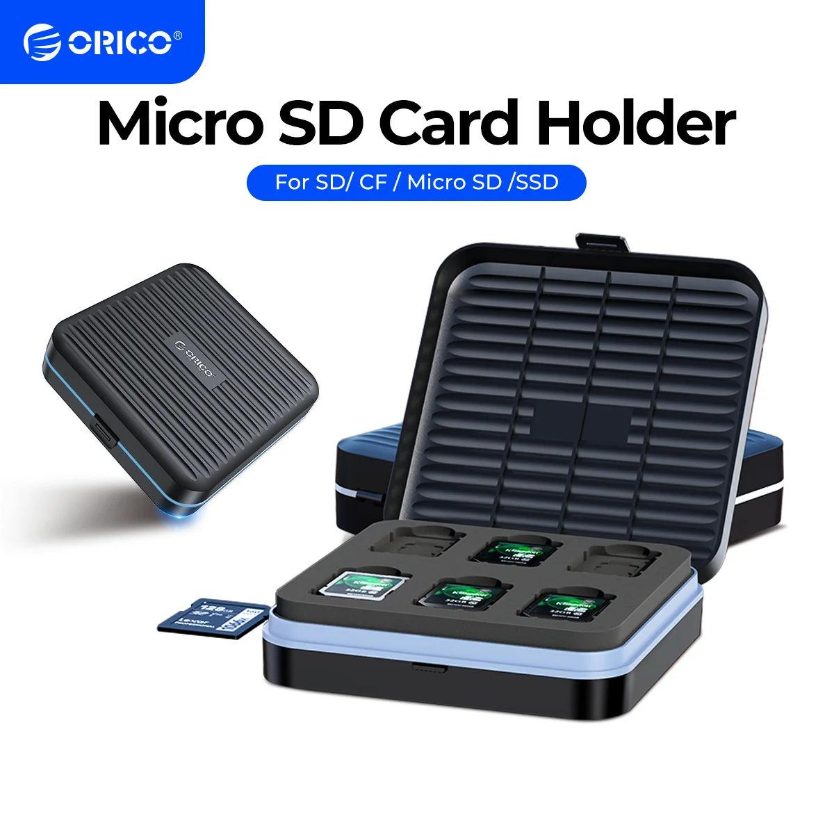 

ORICO SD Card Case Micro SD Card Holder Case Soft Foam Interior Memory Card Storage Box for SSD/CF/SD Card Holder Organizer