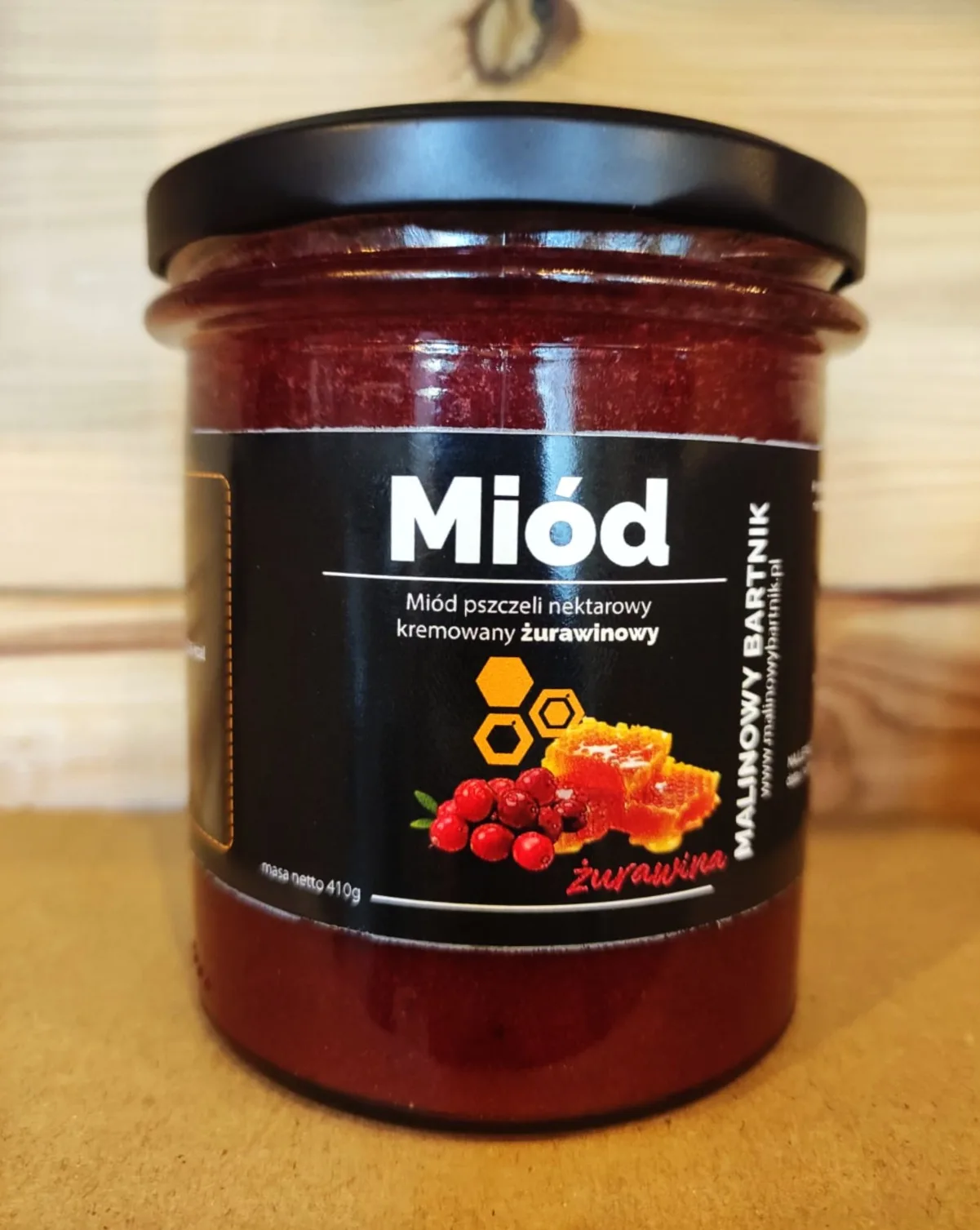 MIÓD Z Żurawiną Żurawinowy 410g Nektarowy Kremowany Nasze Polskie Pasieki