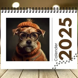 2025 English Desk Calendar Creative Calendar Cute Dog Stationery Office 12 Month Spiral Calendar For Dog Lovers Wall Calendar