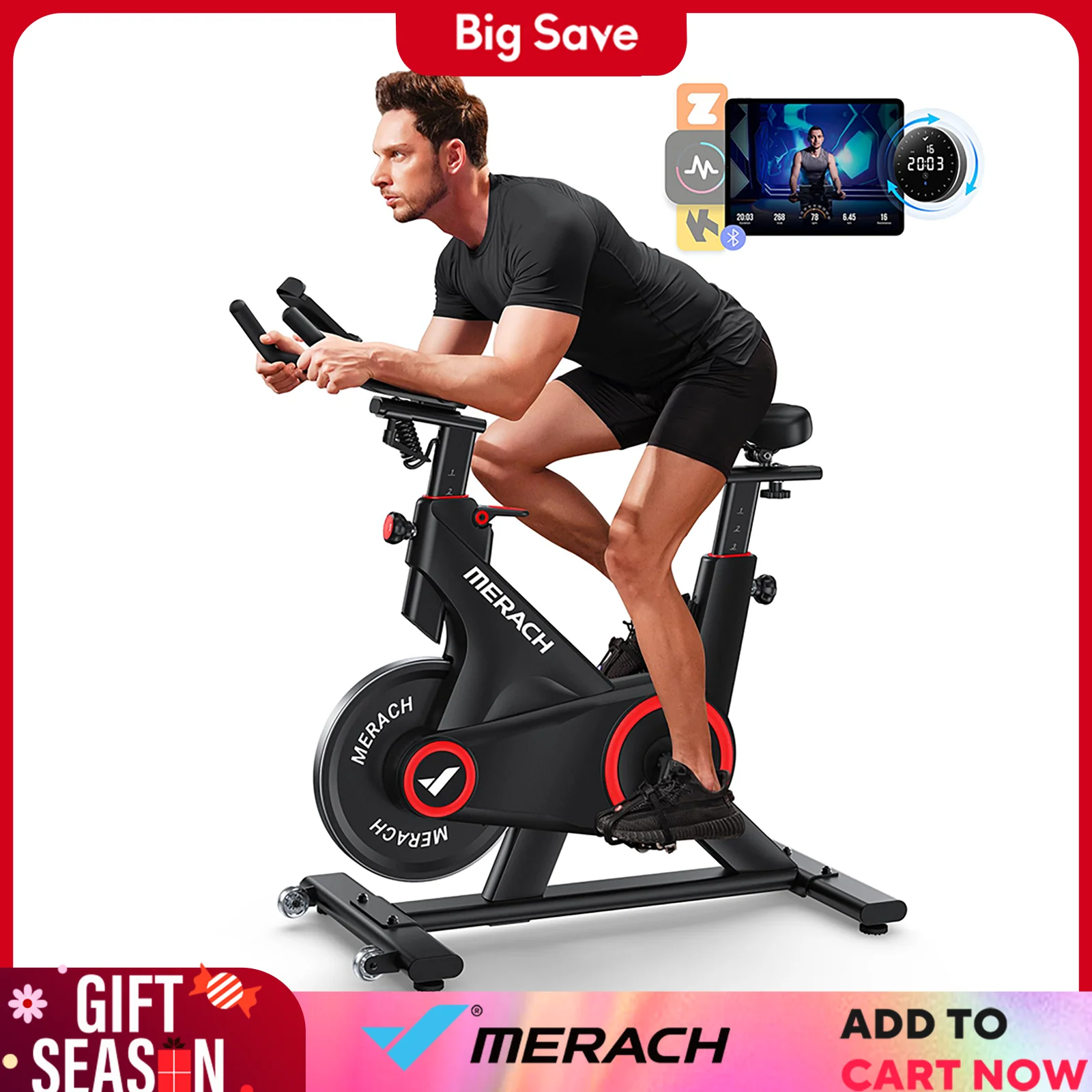 MERACH Indoor Cycling Bike Exercise Bike for Home with Magnetic/Auto Resistance Bluetooth Stationary Bike with APP Data Tracking