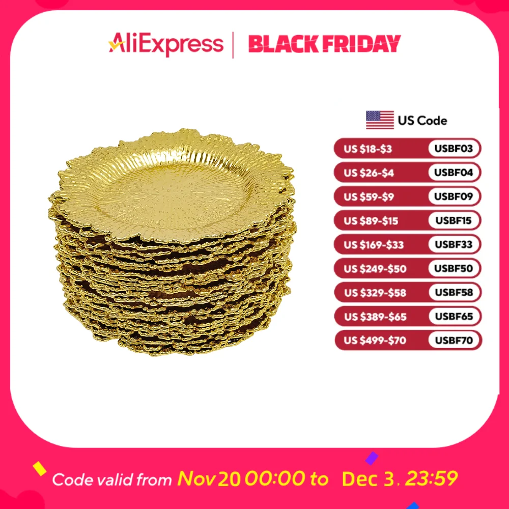 

24pcs 13" Round Plastic Charger Plates with Flora Reef Design - for Dinner Party Table Setting - Hold Dinnerware & Add Elegance