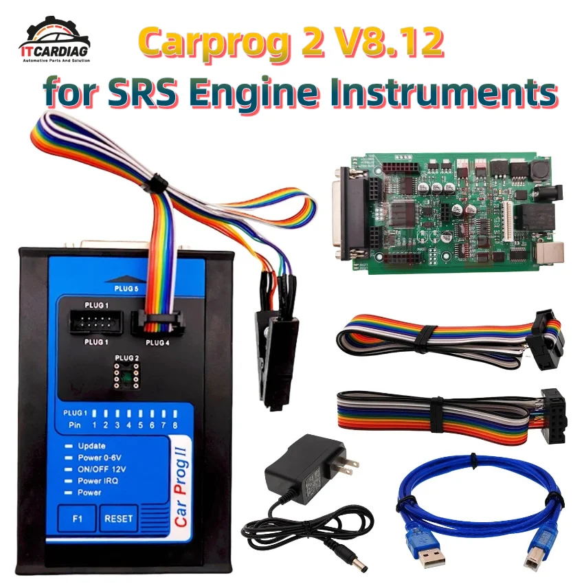 Carprog 2 V8.12 Smart Programming Car Prog II for Airbag SRS Reset Crash Data Immo Off Engine Instruments Support Multi-Systems