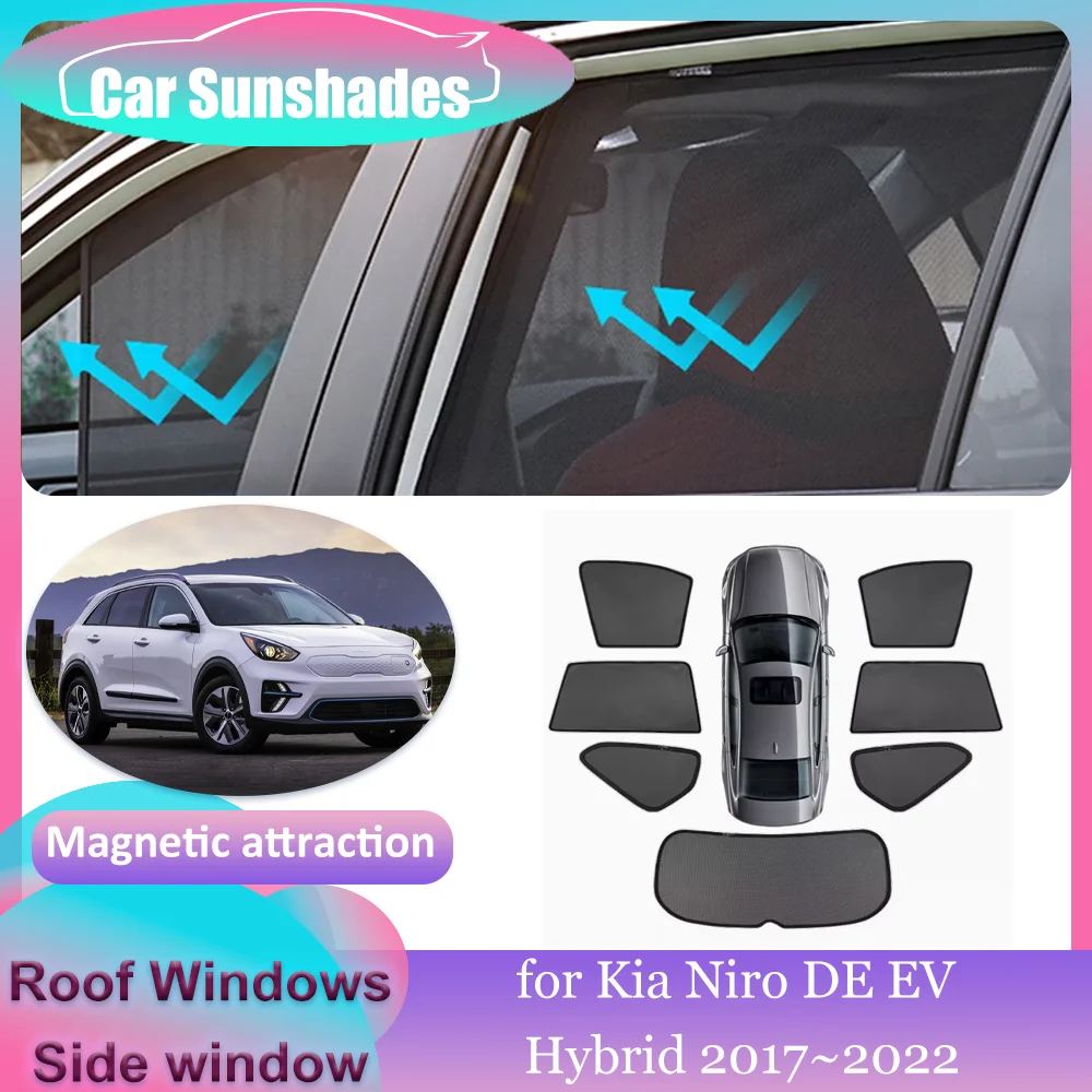 

Автомобильные магнитные солнцезащитные козырьки для Kia Niro DE EV Hybrid 2017 ~ 2022 года, солнцезащитный козырек на крыше, занавеска на лобовое стекло, аксессуары для крыши