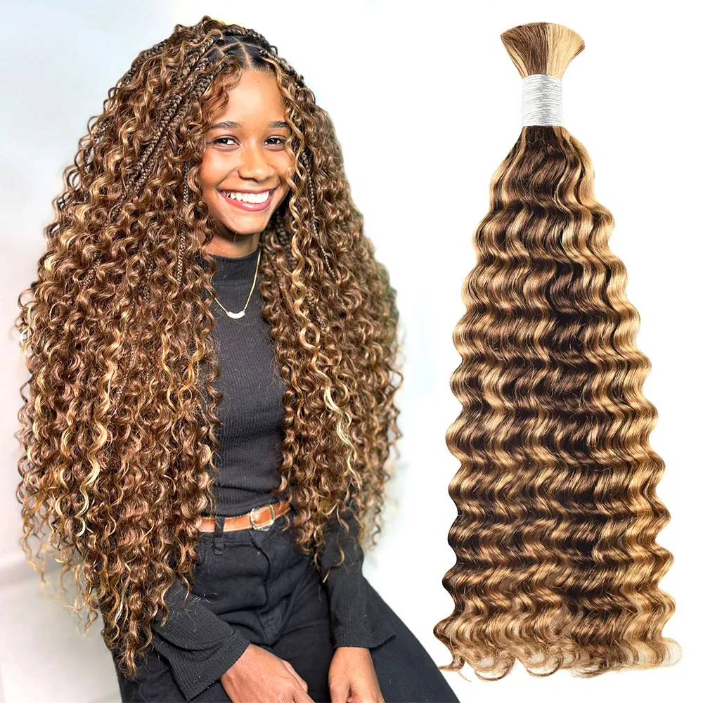 Highlight Human Vlechten Hair Deep Wave Bulk Rauw Menselijk Haar Voor Het Vlechten Van Geen Inslagbundel Braziliaanse Hair Extensions Voor Vlechten