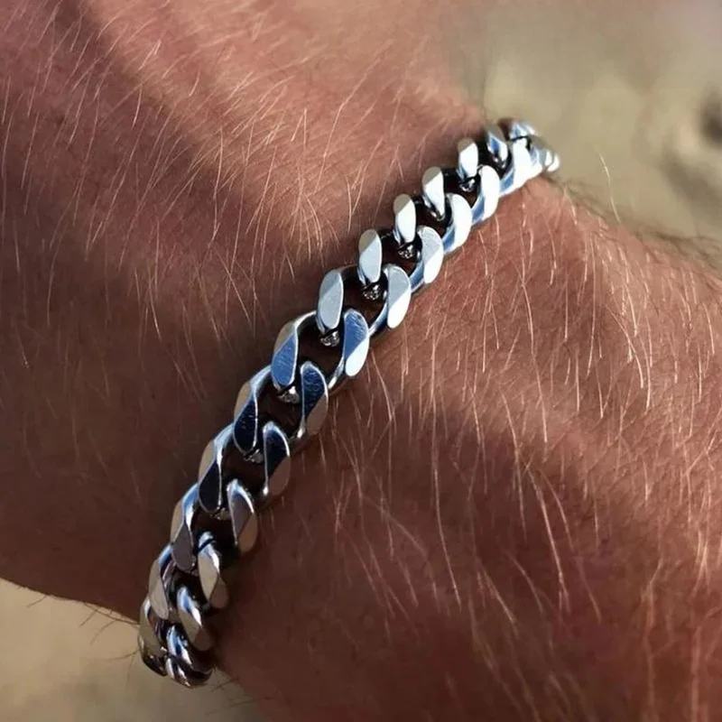 Vnox 3-11mm gros Miami gourmette chaîne Bracelet pour hommes, acier inoxydable lien cubain chaîne Bracelet classique Punk lourd mâle bijoux