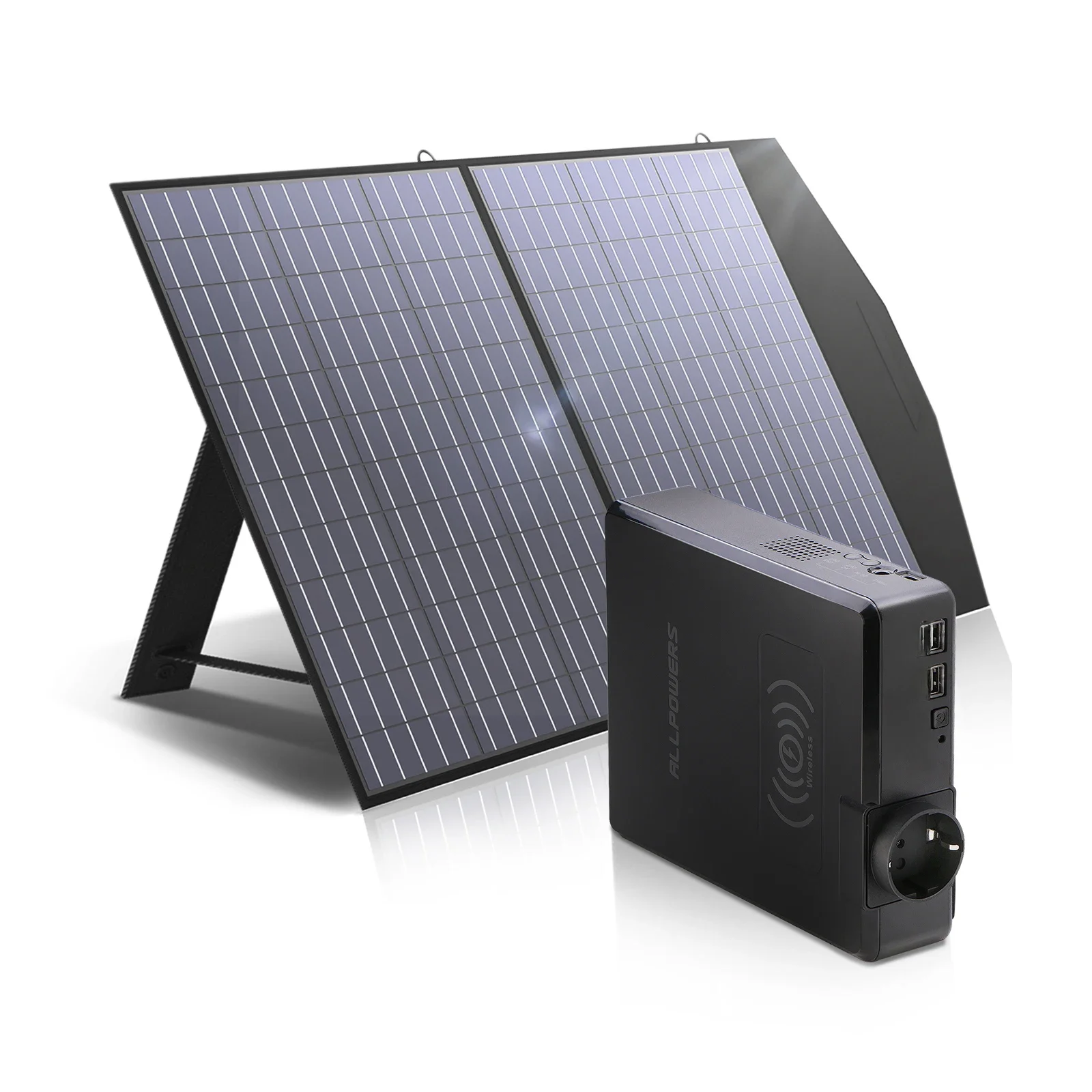 ALLPOWERS Powerbank Solar 41600mAh Backup Em Casa, Poder De Emergência Ao Ar Livre 200W Powerstation