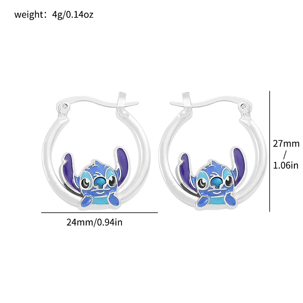 Boucles d'oreilles Disney Stitch Anime CAN o & Stitch, figurine de dessin animé, insigne en métal, clous d'oreille, accessoires de bijoux Kawaii, cadeaux