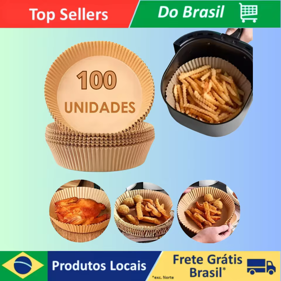 Forma De Airfryer 100 unidades Descartável Redondo E Quadrado Antiaderente Para Cozimento Papel Fritadeira Cozimento Protetor