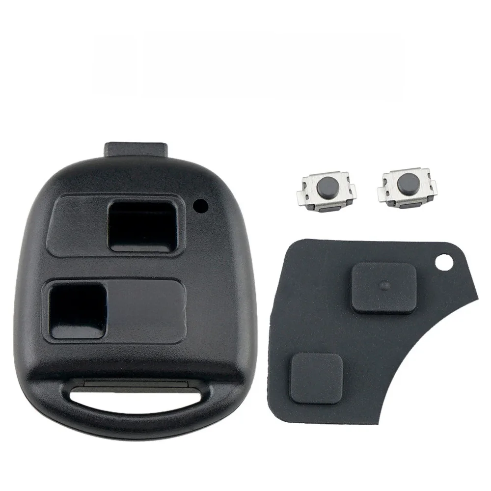 Étui pour clé de voiture à 2 boutons, coque pour clé télécommande de voiture avec lame TOY43 + 2 micro-interrupteurs adaptés à Toyota Yaris Prado Tarago Camry Corolla