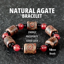 14mm Natural Gemstone Agate Beaded Bracelet for Man Women Gandcrafted Healing Stone Bracelet Protection Bracelet Jewelry Gift