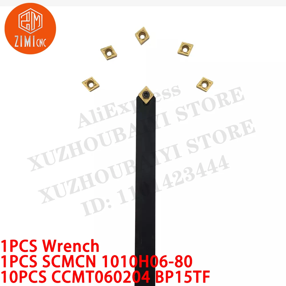 1P SCMCN 1010H06-80 Держатель токарного инструмента 10×100 мм +10 шт CCMT060204 BP15TF твердосплавные пластины с ЧПУ металлорежущий инструмент