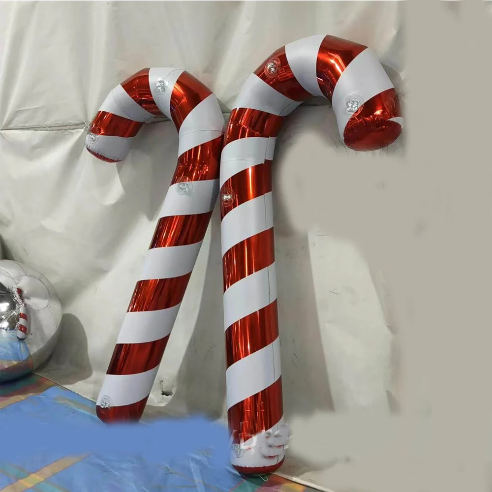 10 SZTUK 1.5M Duże Błyszczące Nadmuchiwane Lustrzane Laski Cukierkowe Wielokrotnego Użytku, Nadmuchiwane Laski Cukierkowe, Ozdoby Świąteczne na Dekoracje Bożonarodzeniowe