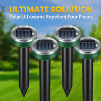 Solar Ultrasonic Animal Repeller 4-Pack-Snake/ Bird/Rodent Deterrent With Waterproof Design For Outdoor Garden
