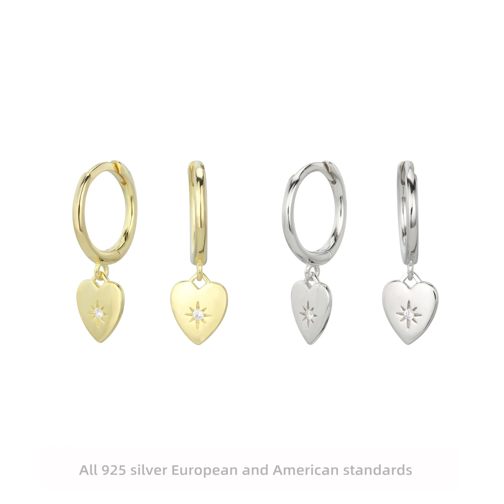 

S925 Sterling Silver Heart Stud Earrings Minimalist Elegant Jewelry for Women Dainty Everyday Gift