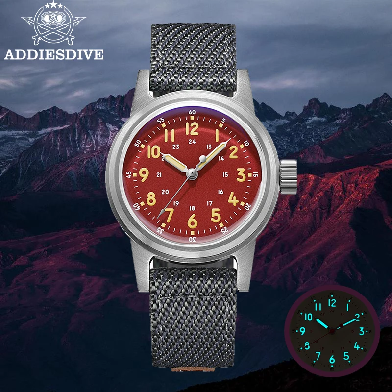 Addiesdive ad2076 relógio masculino nh35a bolha espelho de vidro náilon 36mm bgw9 luminoso 200m à prova dwaterproof água relógio mecânico automático reloj
