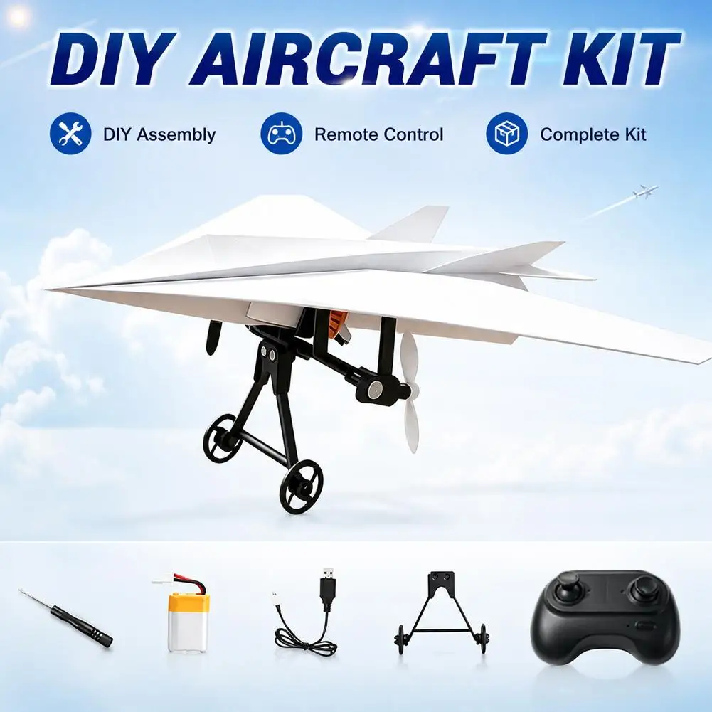 DIY Remote Control Paper Airplane Electric Power Kit DIY Electric Remote Control Plane with Dual Propellers Lightweight Toy