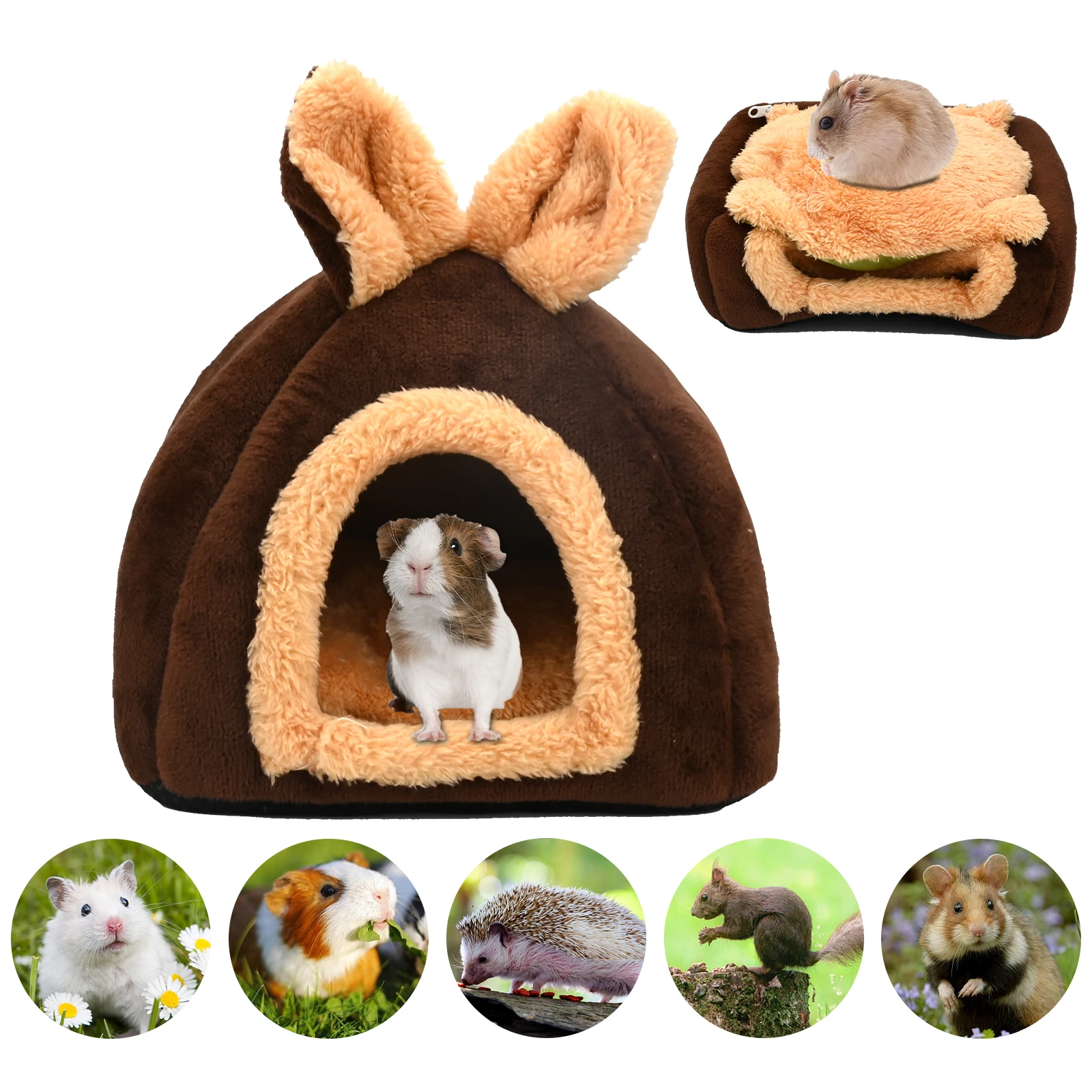 Guinea Pig Bed Hideout,Small Pet Bed for Small Animal Rabbit Guinea Pig Hamster,Warm Guinea Pig Bed House with Removable Pad