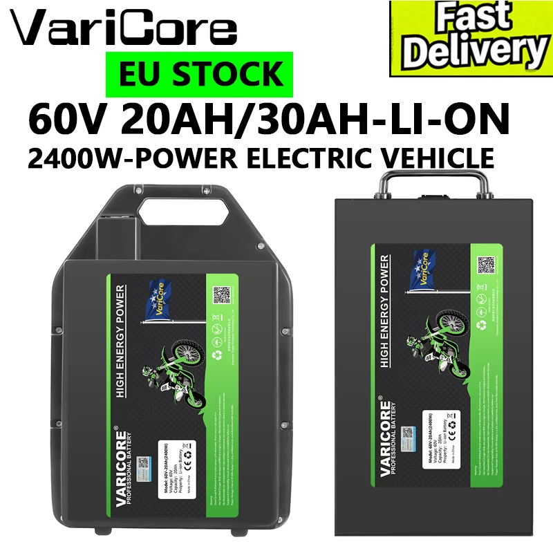 Pacco batterie al litio VariCore 60V 59,2V 67,2V 20Ah 30Ah 18650, batteria portatile rimovibile con BMS integrato, per Citycoco, Harley, Chopper, scooter elettrico, moto elettrica.