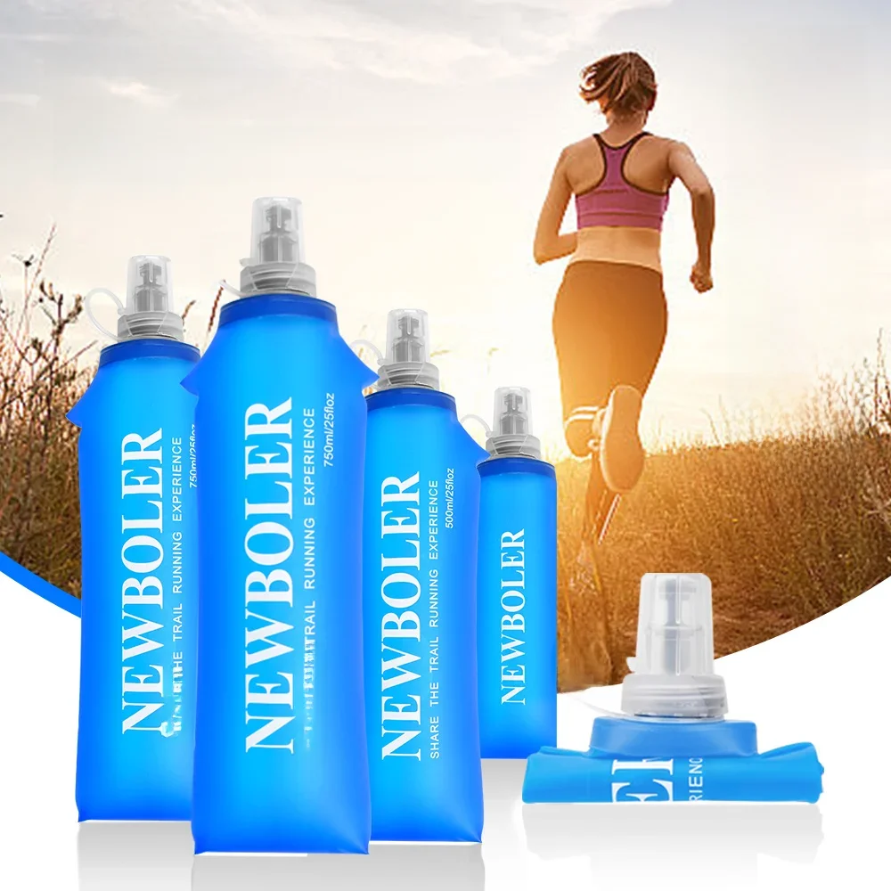Bouteille d'Eau Souple Pliable en TPU de 750ml, Sac pour dehors, Course à Pied, Camping et Randonnée