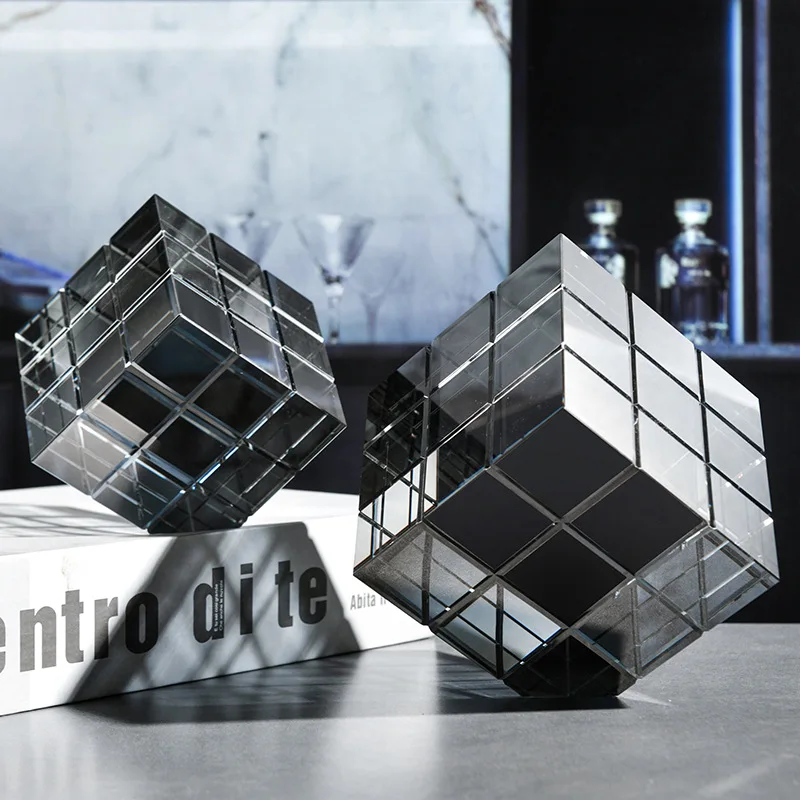 Modern Minimalist Decor - Crystal Geometric Rubik's Cube Colorful Prism Suncatcher Colored Cube Tabletop Ornament