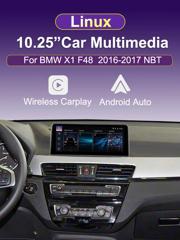 AUTOTOP 10,25 "Linux Auto Multimedia Youtube Radio Bildschirm Für BMW X1 F48 2016-2017 Android Auto NBT System drahtlose Carplay WiFi – Detail 2