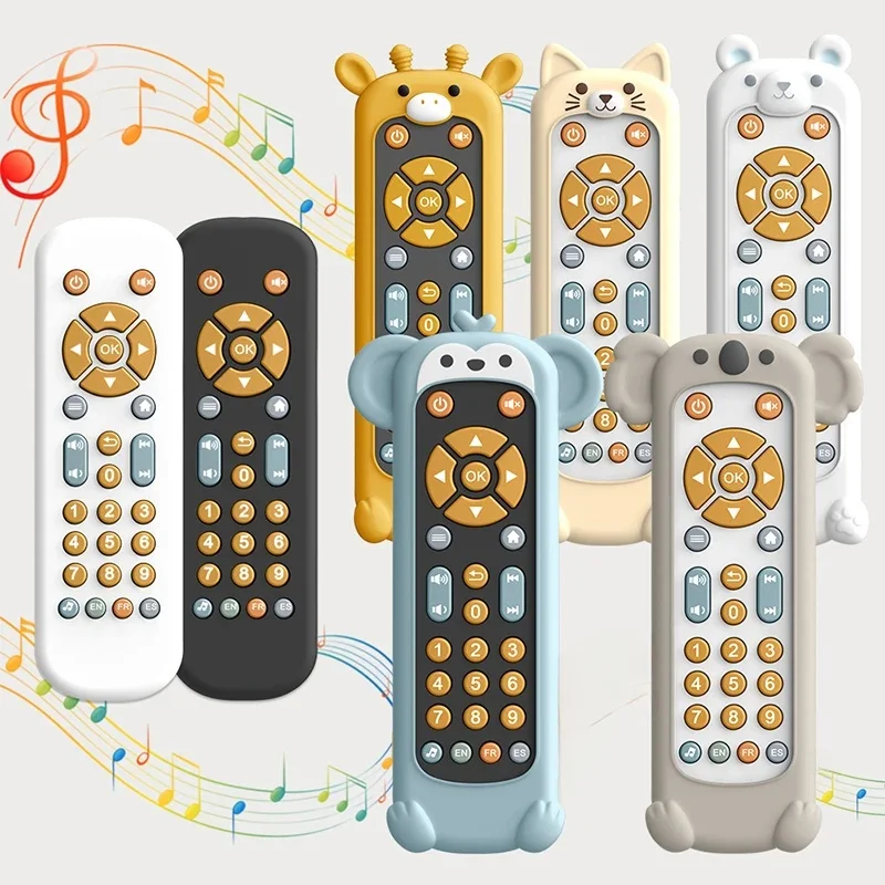 Bébé Silicone TV télécommande dessin animé animaux enfants avec musique télécommande éducation précoce jouets cognitifs