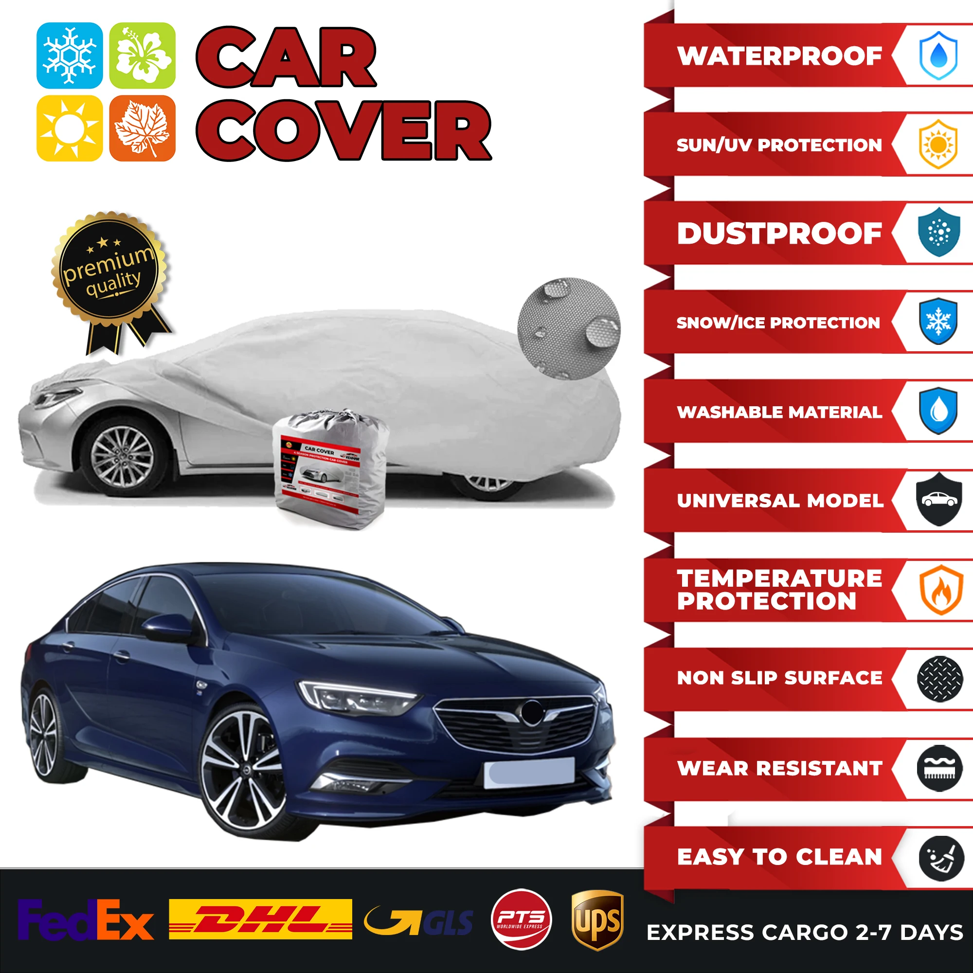 Car Cover for Vauxhall Opel Insignia Universal Car Covers Indoor Outdoor Full Auto Cover Sun UV Snow Dust Resistant Protection